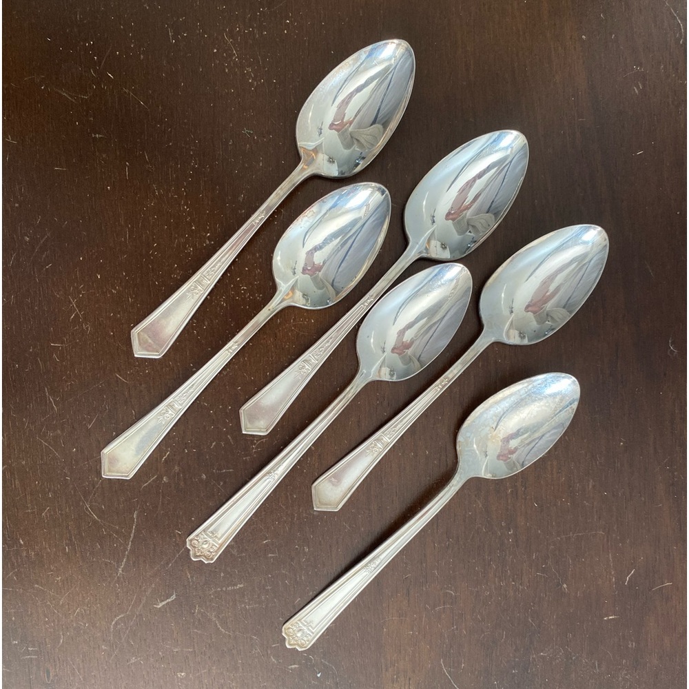 Antique RCCO silver flatware set of 6 table spoons